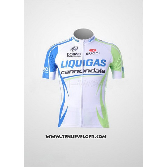 2011 Maillot Ciclismo Liquigas Cannondale Blanc et Vert Manches Courtes et Cuissard